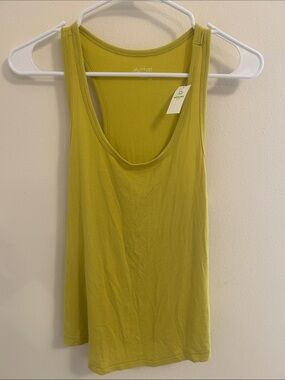 aerie Ribbed Scoop Tank Top in Chartreuse